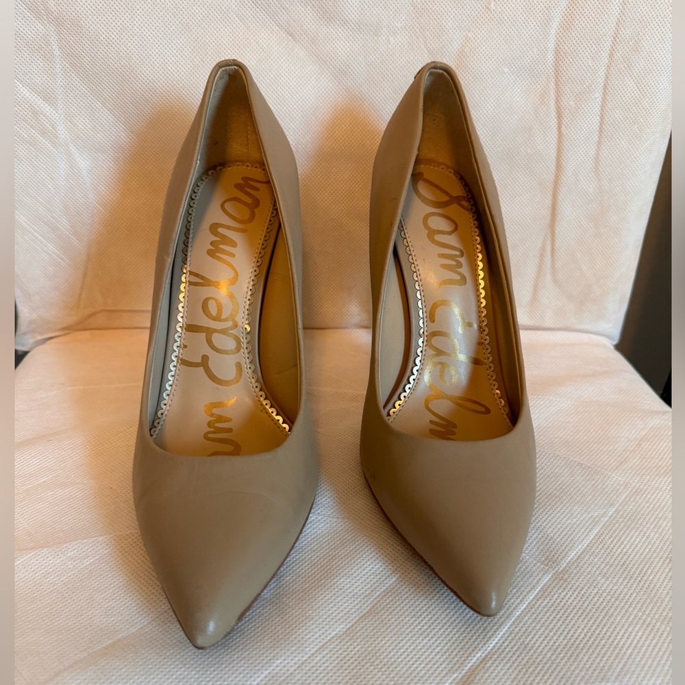 Sam Edelman Nude Leather Pump Heel 7.5